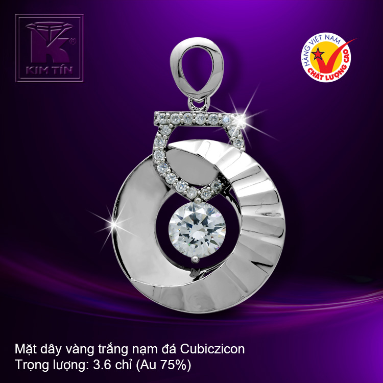 Mặt dây vàng trắng 18K