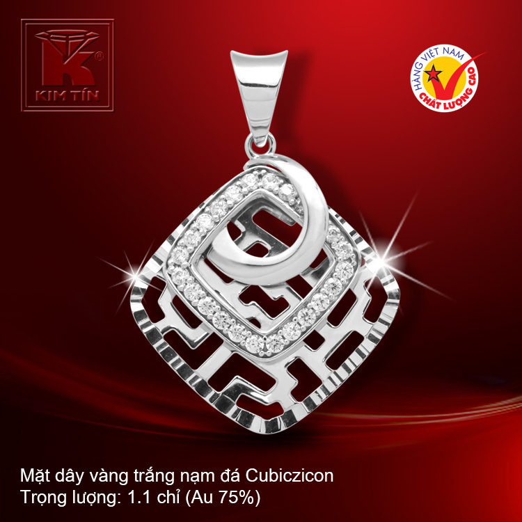 Mặt dây vàng trắng 18K