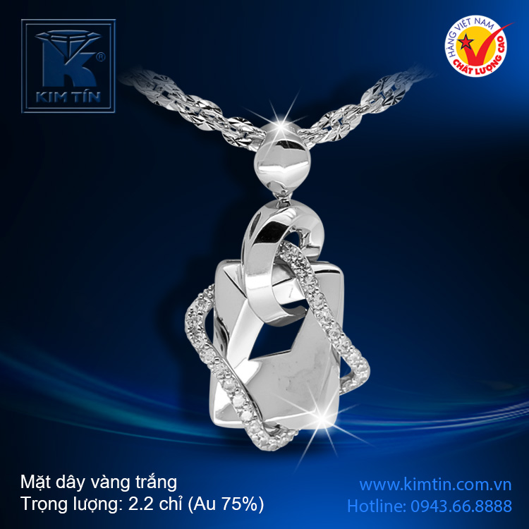 Mặt dây vàng trắng 18K