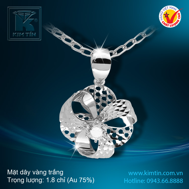 Mặt dây vàng trắng 18K