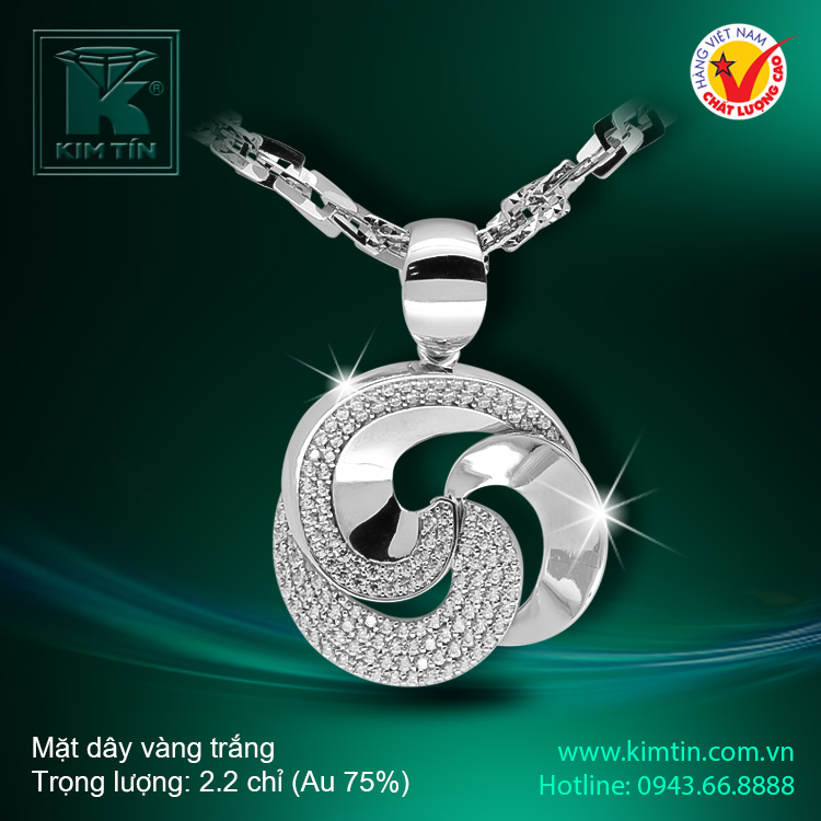 Mặt dây vàng trắng 18K