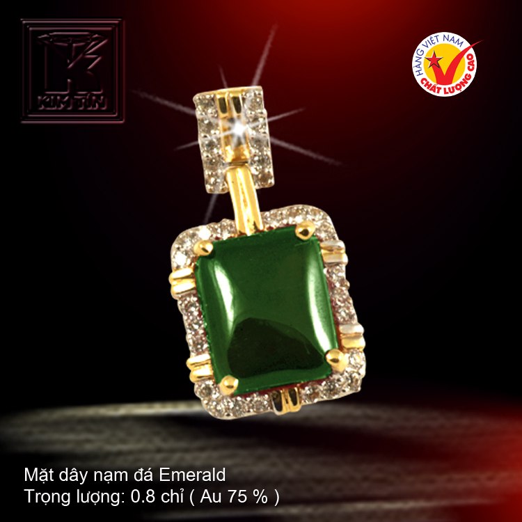 Mặt dây nạm đá Emerald