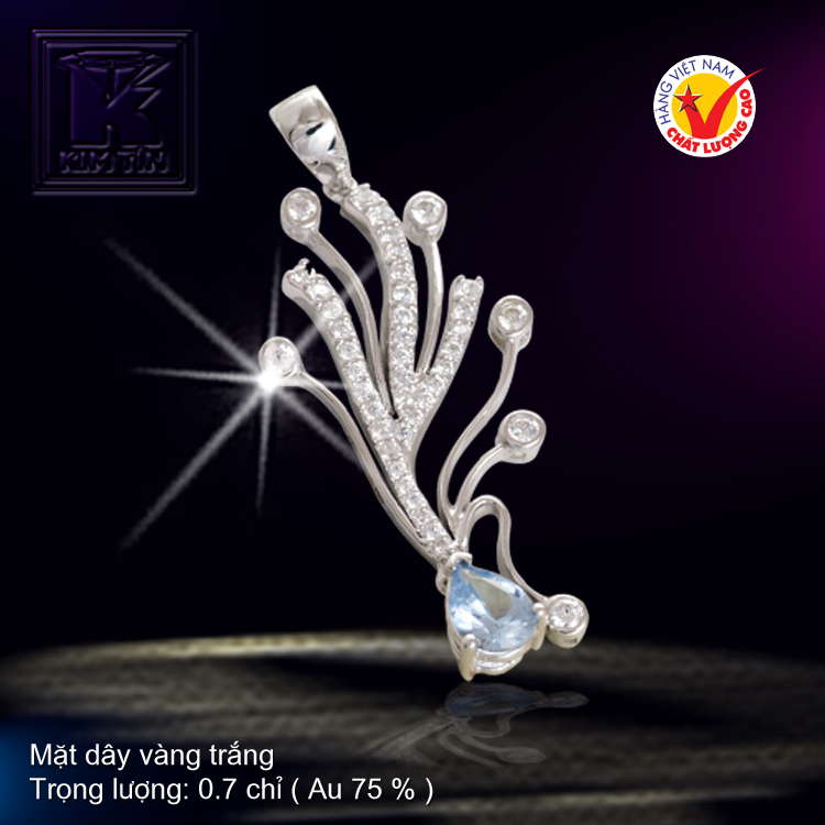 Mặt dây vàng trắng 18K