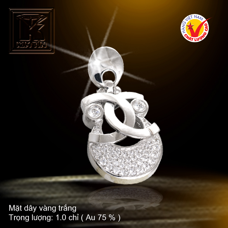 Mặt dây vàng trắng 18K