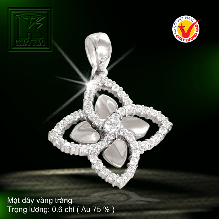 Mặt dây vàng trắng 18K