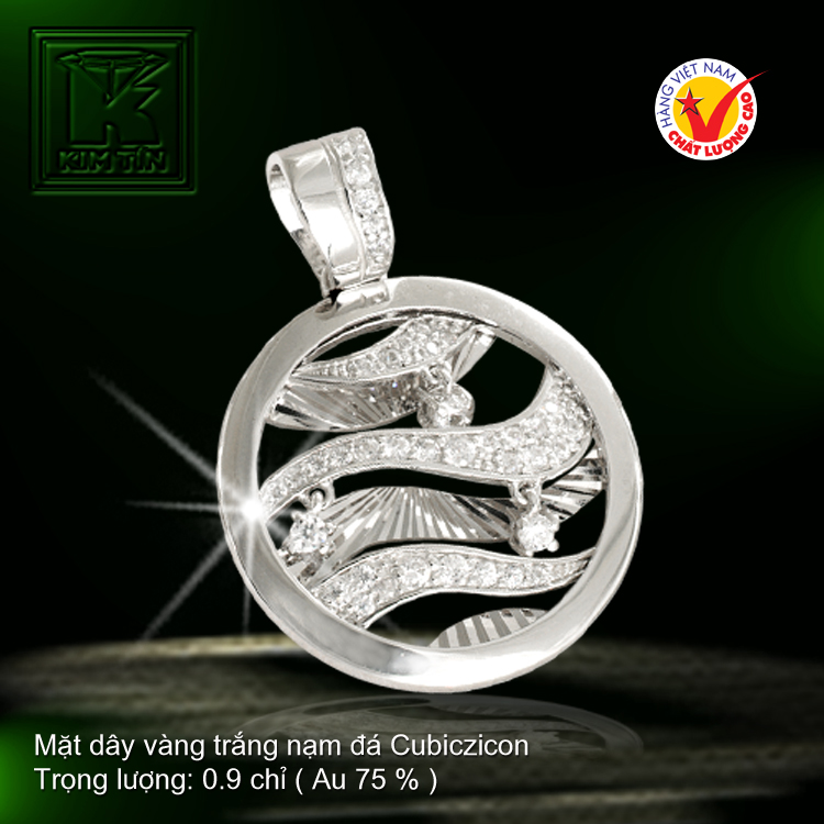 Mặt dây vàng trắng 18K