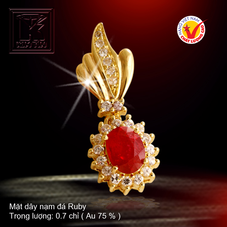 Mặt dây nạm đá Ruby