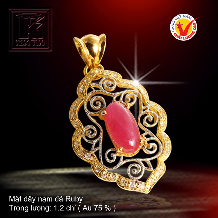 Mặt dây nạm đá Ruby