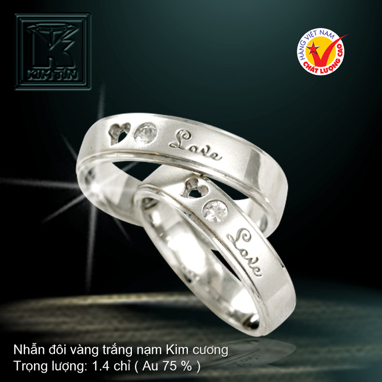 Nhẫn cưới vàng trắng 18K