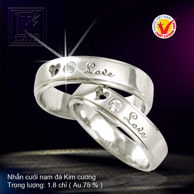 Nhẫn cưới vàng trắng 18K