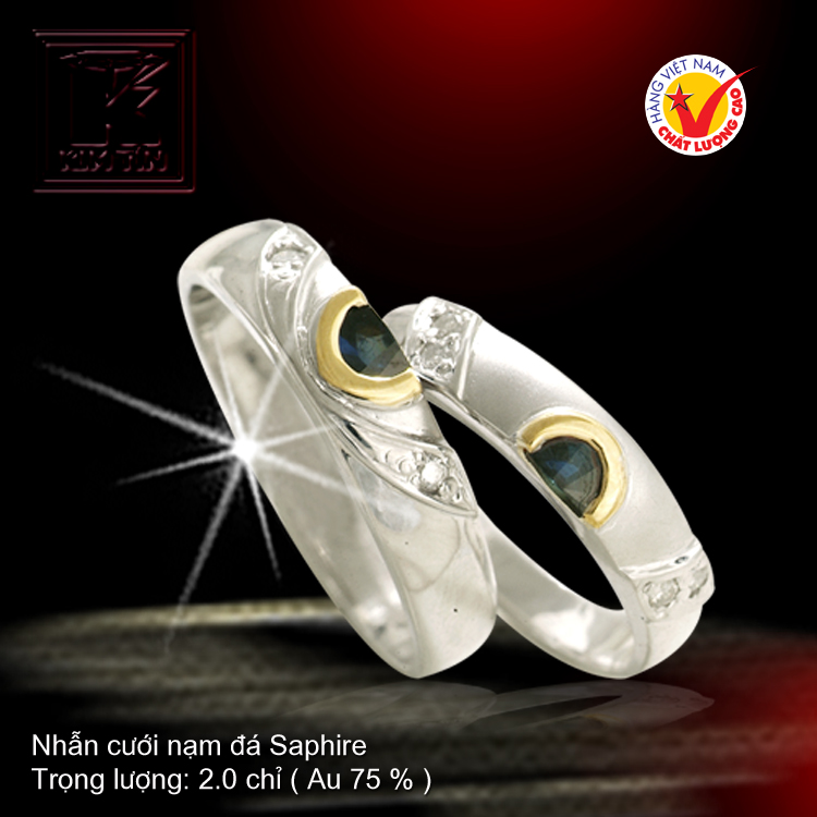 Nhẫn cưới vàng trắng 18K