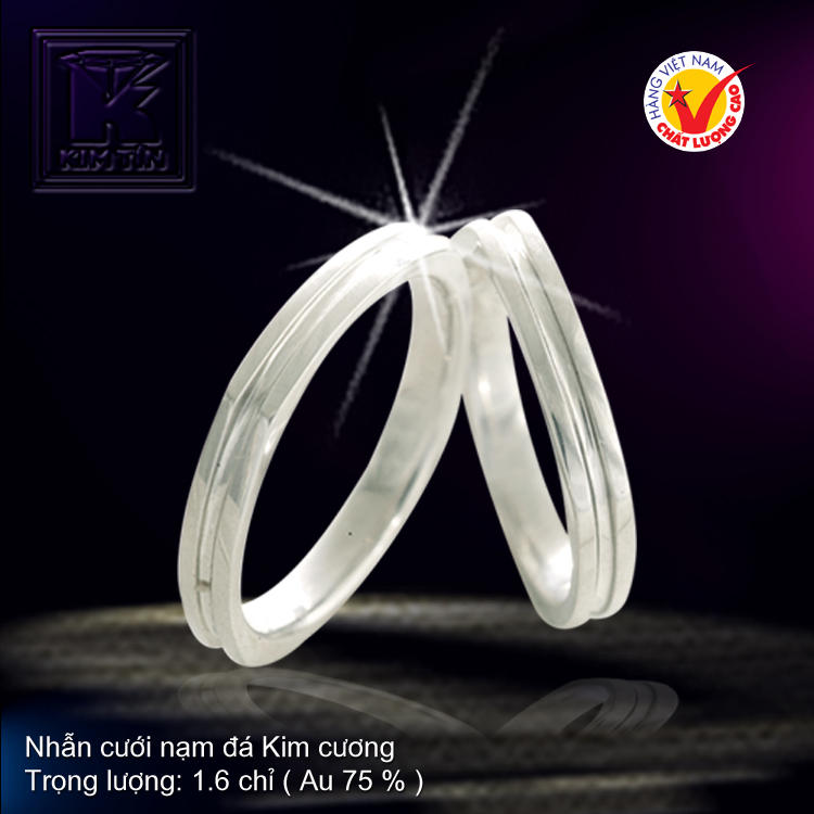 Nhẫn cưới vàng trắng 18K