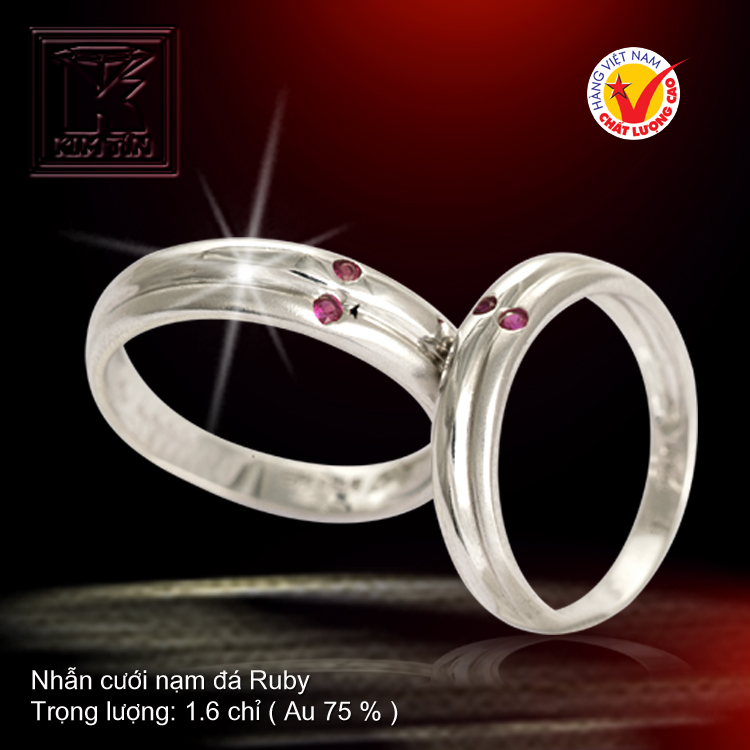 Nhẫn cưới vàng trắng 18K