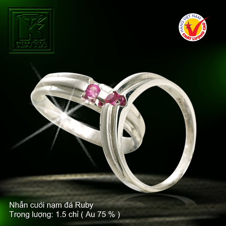 Nhẫn cưới vàng trắng 18K