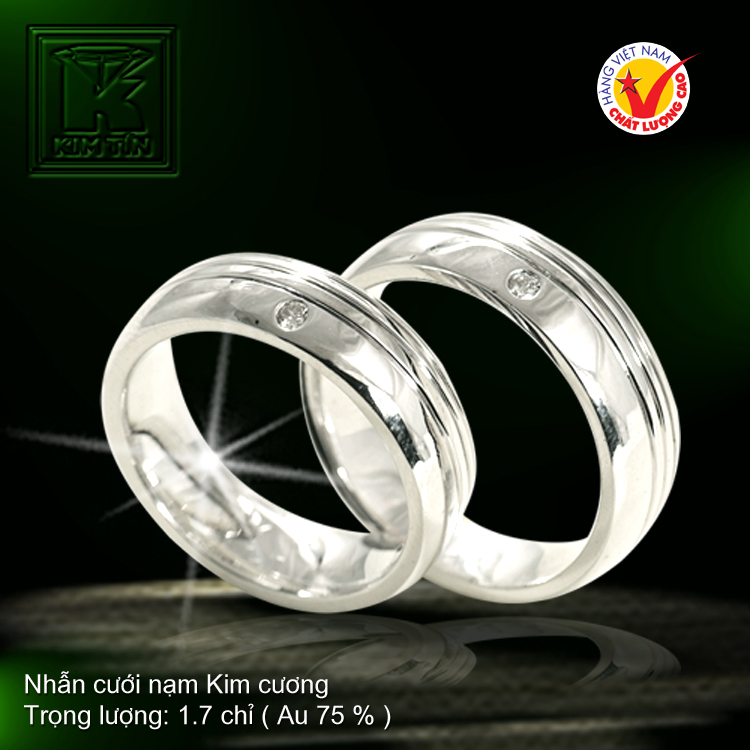 Nhẫn cưới vàng trắng 18K