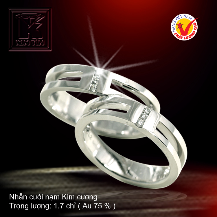 Nhẫn cưới vàng trắng 18K