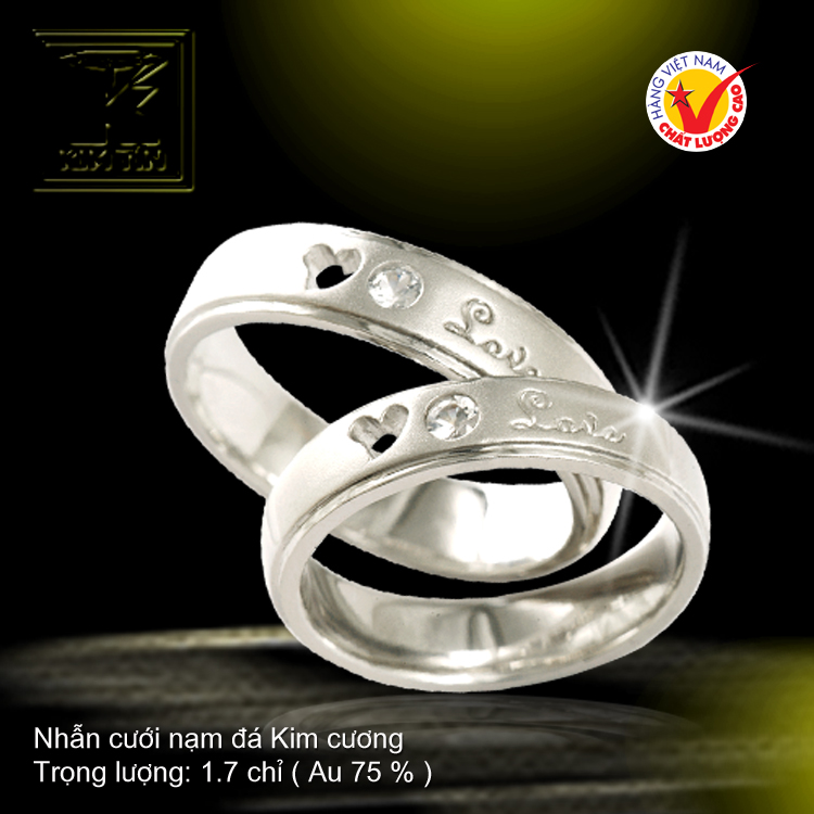 Nhẫn cưới vàng trắng 18K