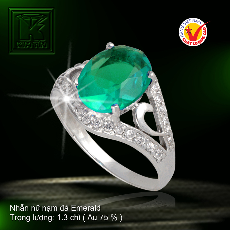 Nhẫn nữ nạm đá Emerald