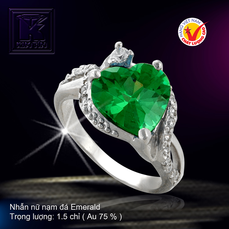 Nhẫn nữ nạm đá Emerald