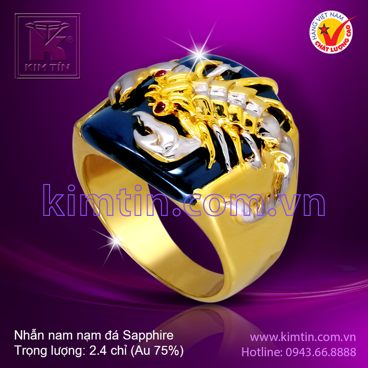 Nhẫn nam 18k nạm đá Sapphire