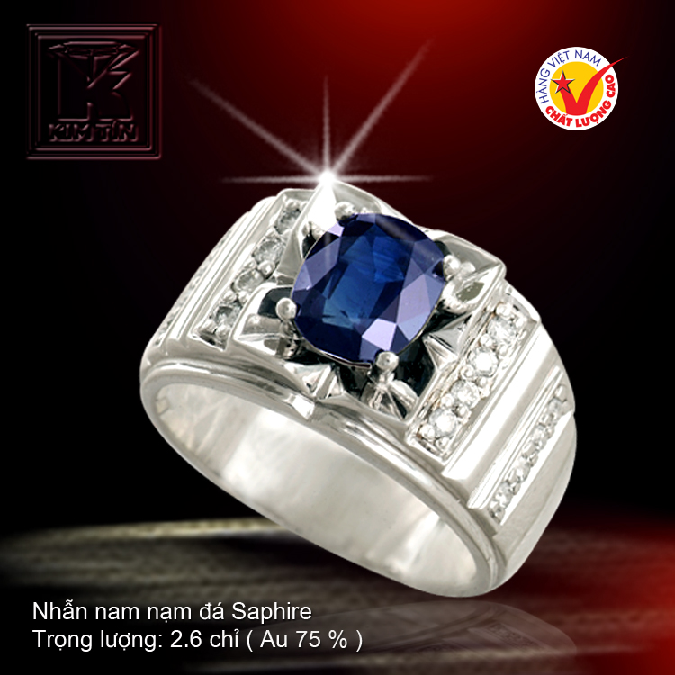 Nhẫn nam vàng trắng 18K