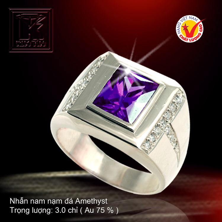 Nhẫn nam vàng trắng 18K