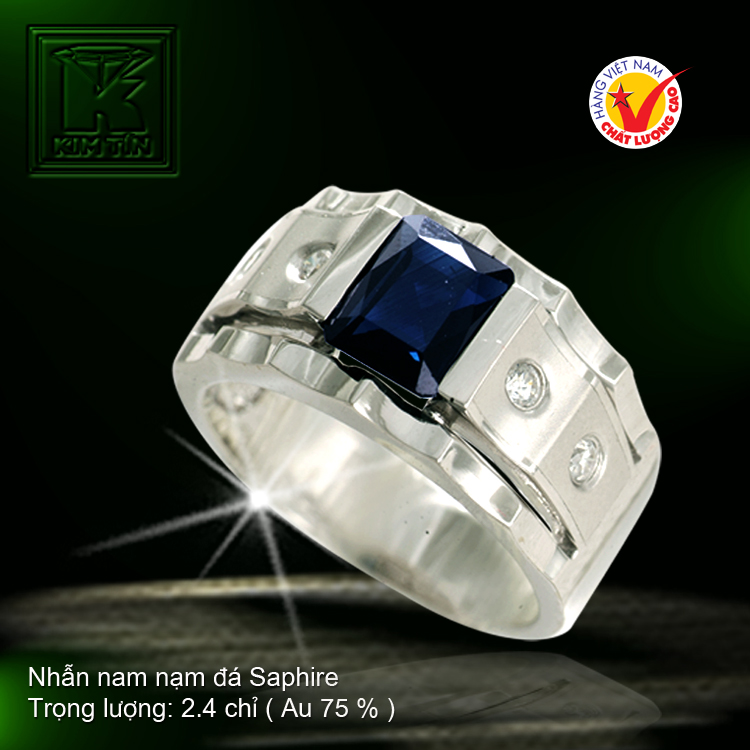 Nhẫn nam vàng trắng 18K