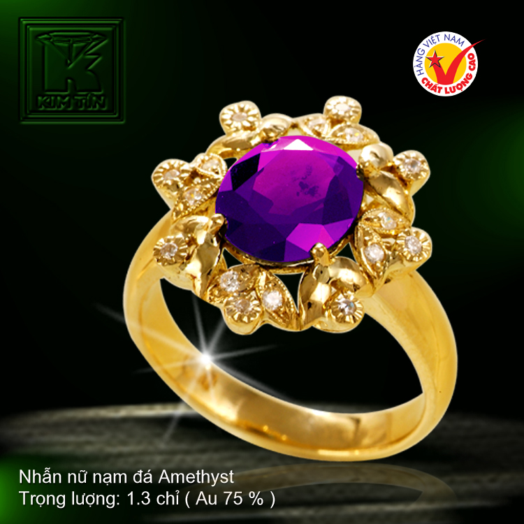 Nhẫn nữ nạm đá Amethyst