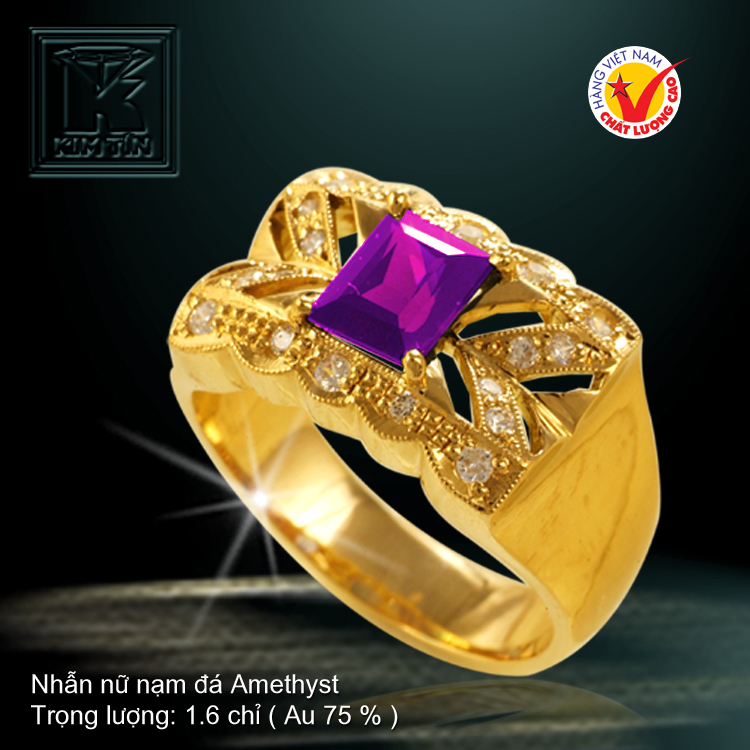 Nhẫn nữ nạm đá Amethyst