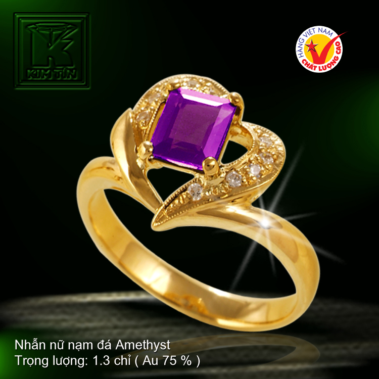 Nhẫn nữ nạm đá Amethyst