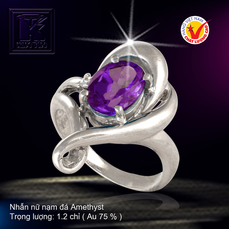 Nhẫn nữ nạm đá Amethyst