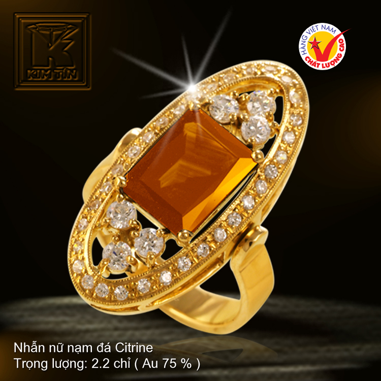 Nhẫn nữ nạm đá Citrine