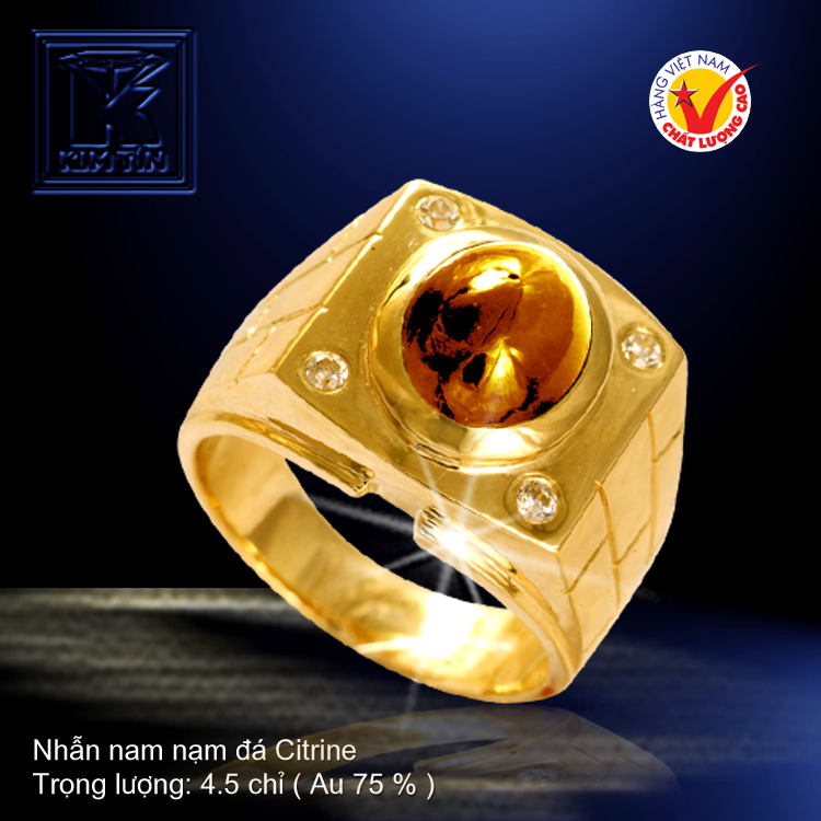 Nhẫn nam nạm đá Citrine