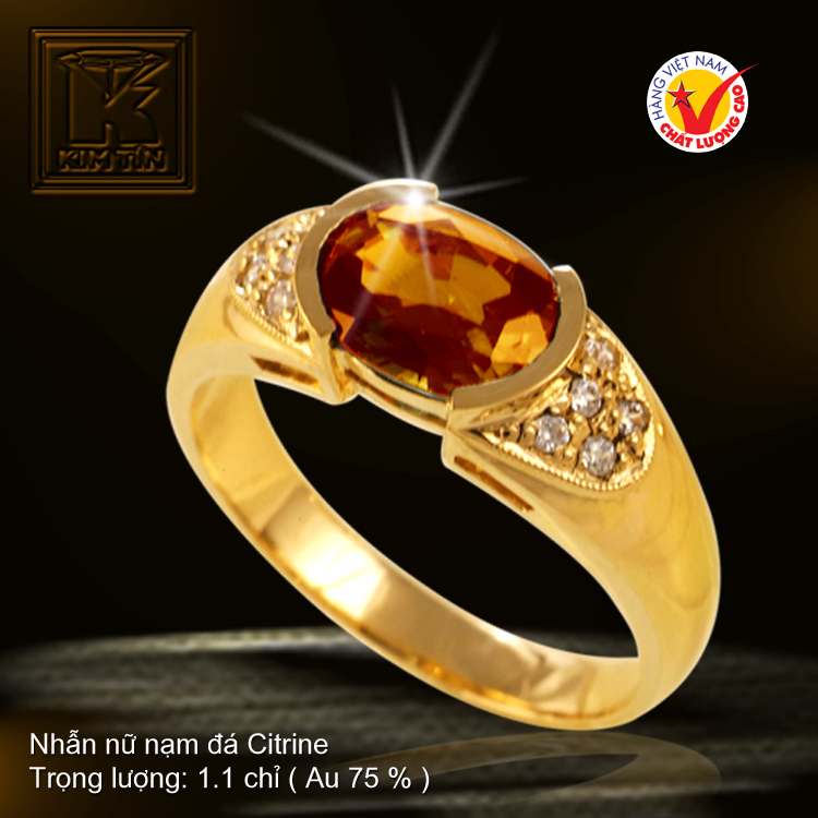 Nhẫn nữ nạm đá Citrine