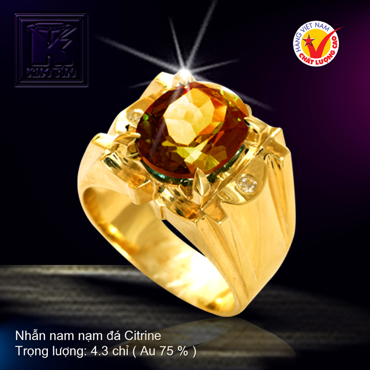 Nhẫn nam nạm đá Citrine