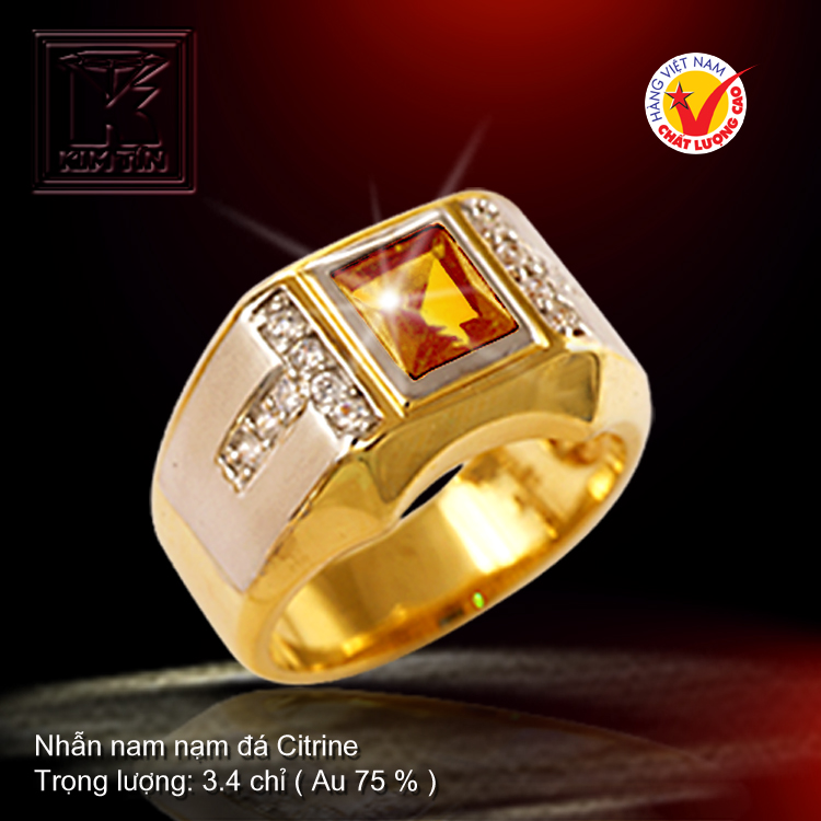 Nhẫn nam nạm đá Citrine