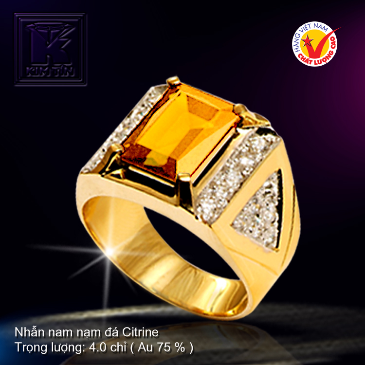 Nhẫn nam nạm đá Citrine