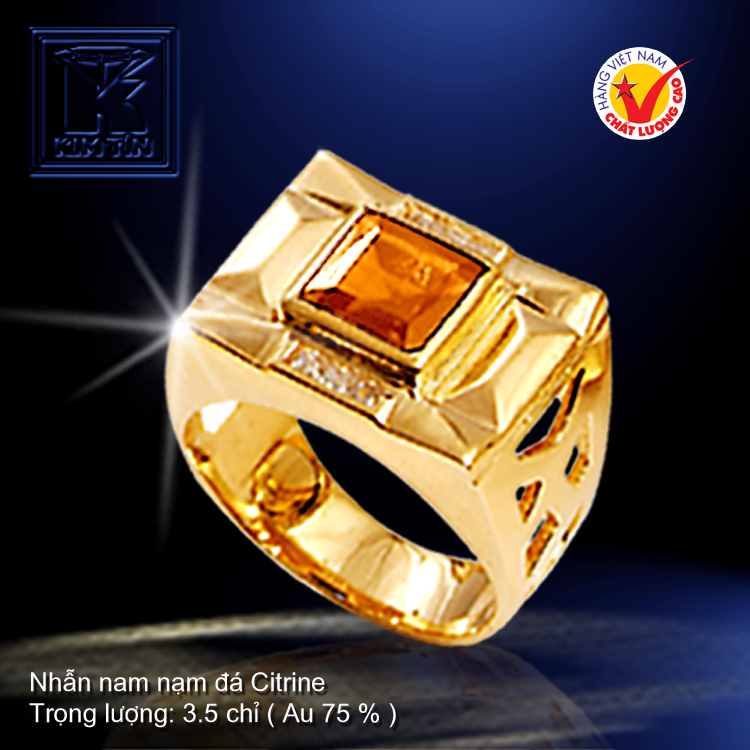 Nhẫn nam nạm đá Citrine