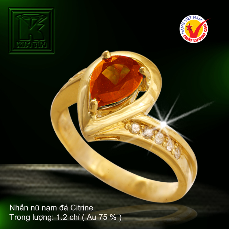 Nhẫn nữ nạm đá Citrine