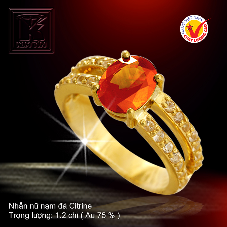 Nhẫn nữ nạm đá Citrine