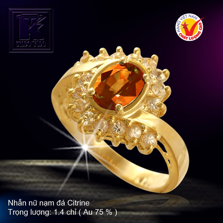 Nhẫn nữ nạm đá Citrine