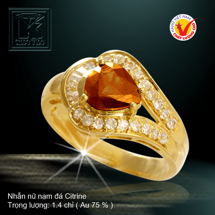 Nhẫn nữ nạm đá Citrine