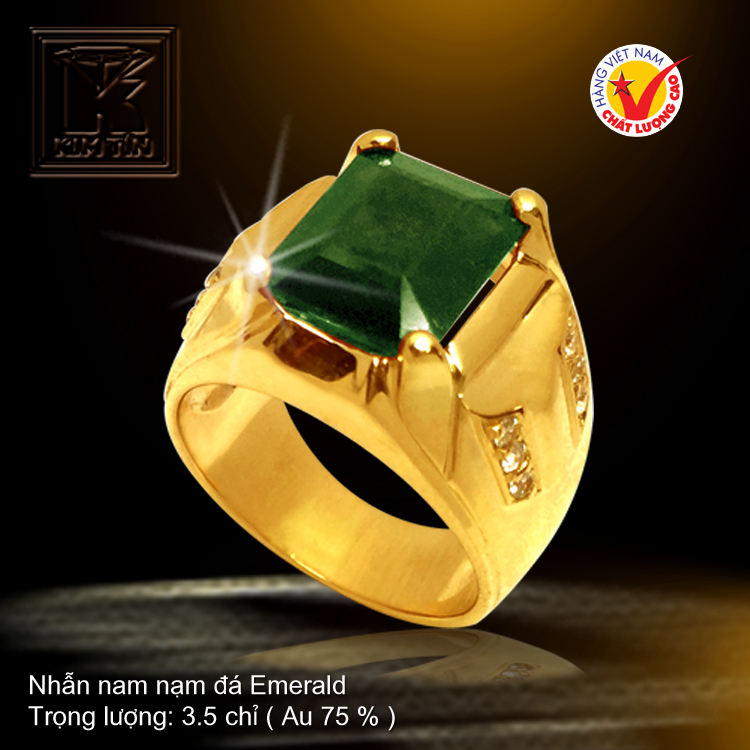 Nhẫn nam nạm đá Emerald