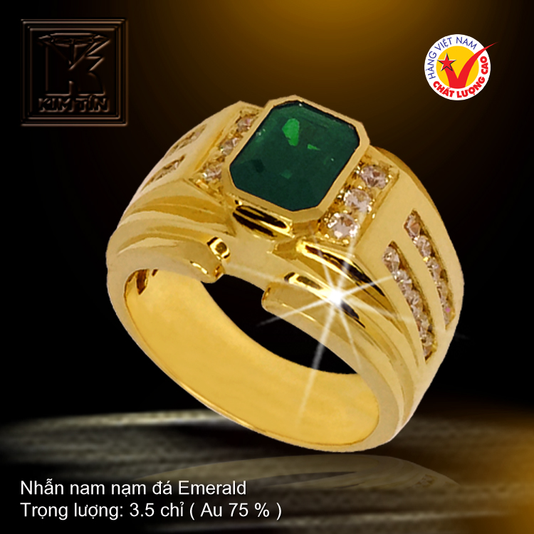 Nhẫn nam nạm đá Emerald