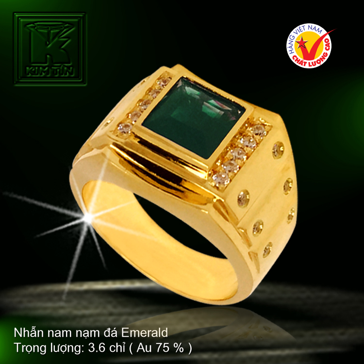 Nhẫn nam nạm đá Emerald