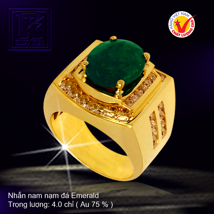 Nhẫn nam nạm đá Emerald