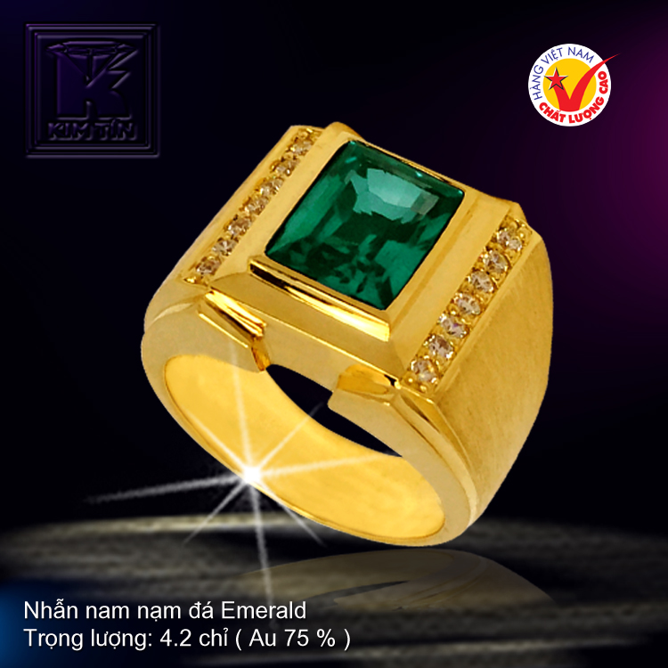 Nhẫn nam nạm đá Emerald