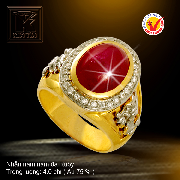 Nhẫn nam nạm đá Ruby