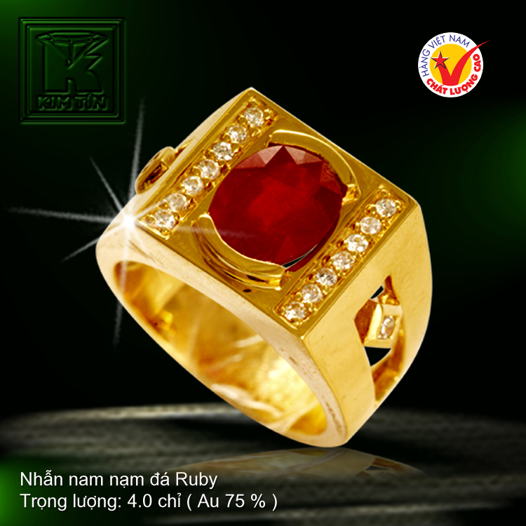 Nhẫn nam nạm đá Ruby