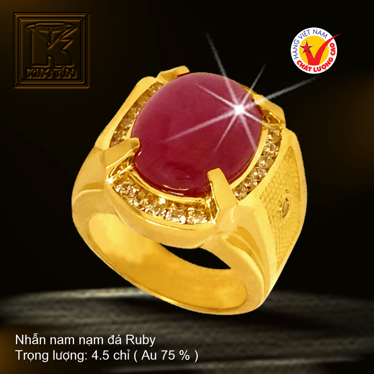 Nhẫn nam nạm đá Ruby